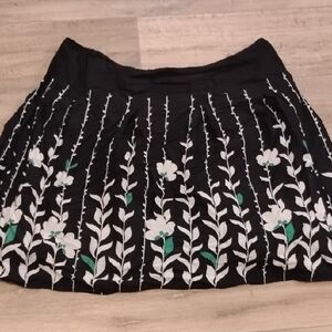 Apt. 9 Black and White Floral A-Line Skirt